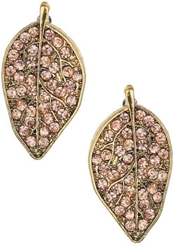 Topshop Rhinestone Leaf Stud Earrings