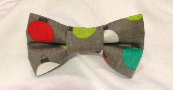 Gray Christmas Bow Tie