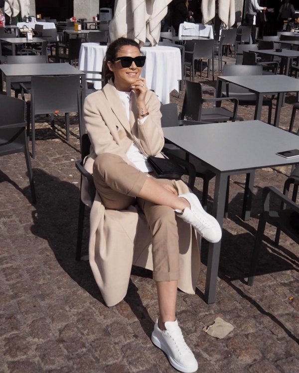 White, Eyewear, Street fashion, Fashion, Sitting,