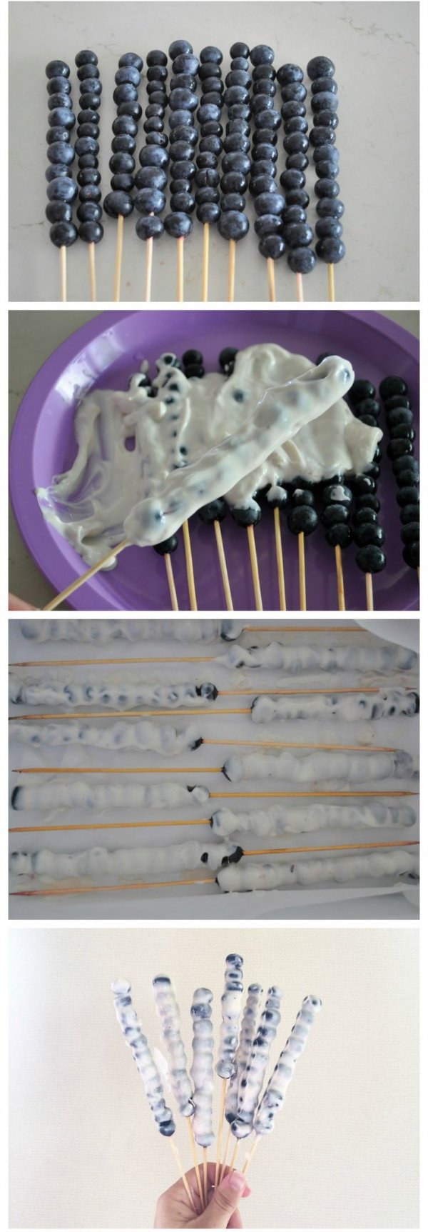 Frozen Blueberry & Yoghurt Kebabs