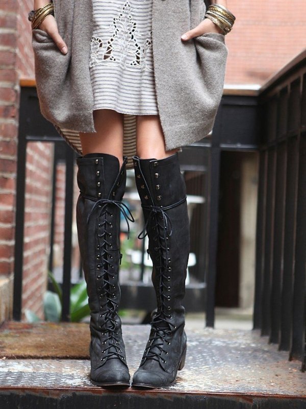 lace up over the knee boots outfit