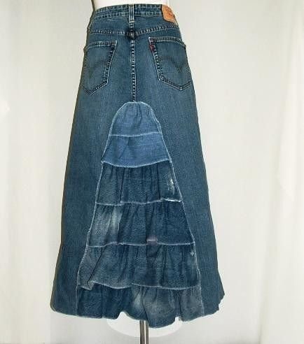 Ruffle Back Denim Skirt