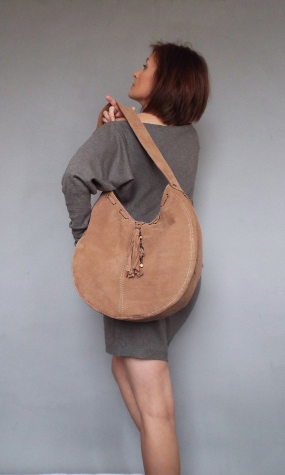 Nude Leather Hobo Bag