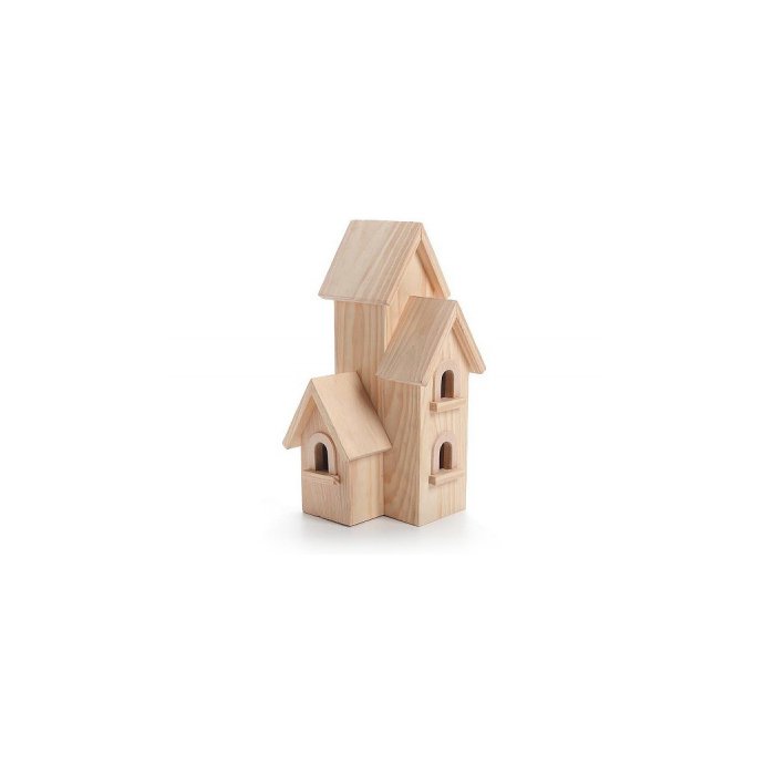 Darice Natural Wood Birdhouse Manhatton, 12-Inch