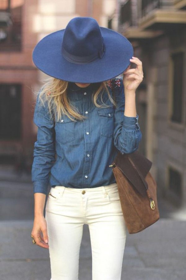 Dark Chambray and White Skinnies