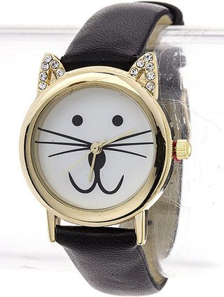 Mini CZ Cat Leather Watch