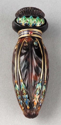 TORTOISE-SHELL and ENAMELED 18 KARAT GOLD PERFUME FLASK