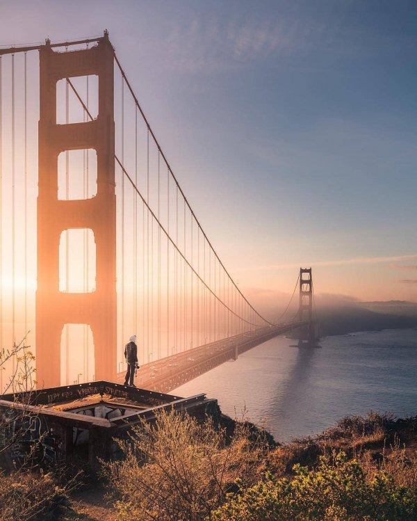 sky, morning, sea, sunrise, bridge,