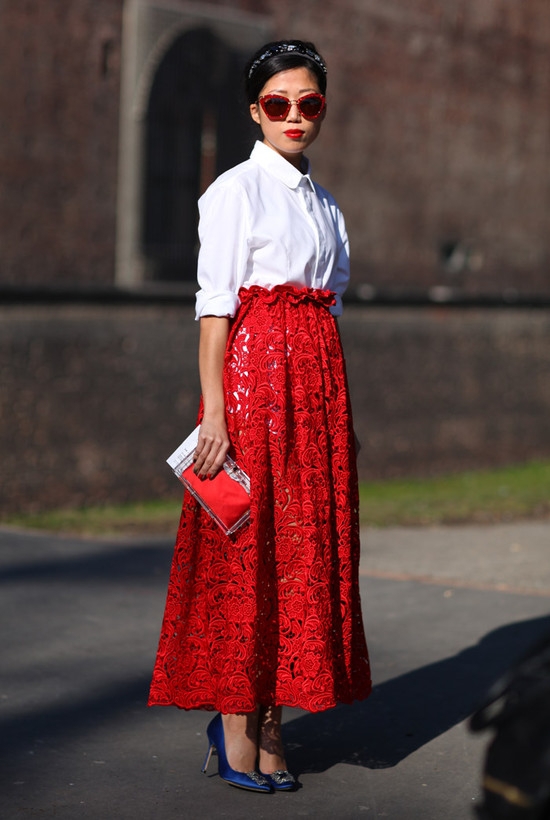 Red Maxi Skirt