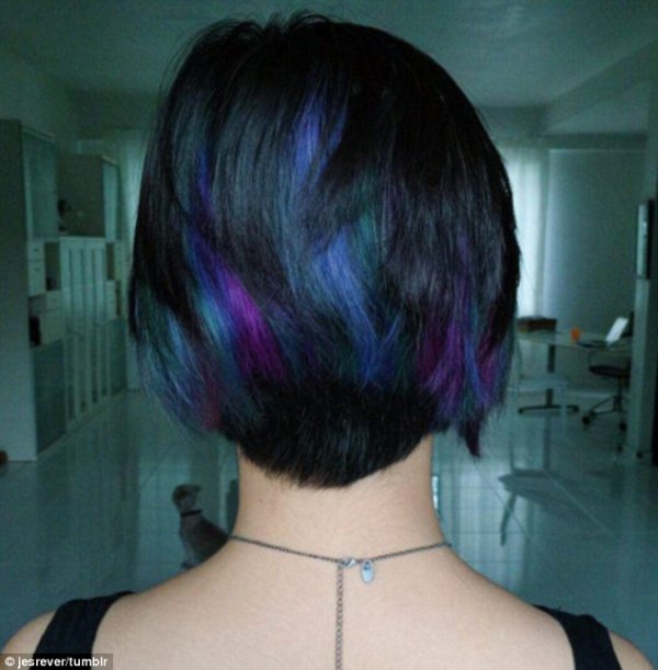 black hair with blue highlights tumblr