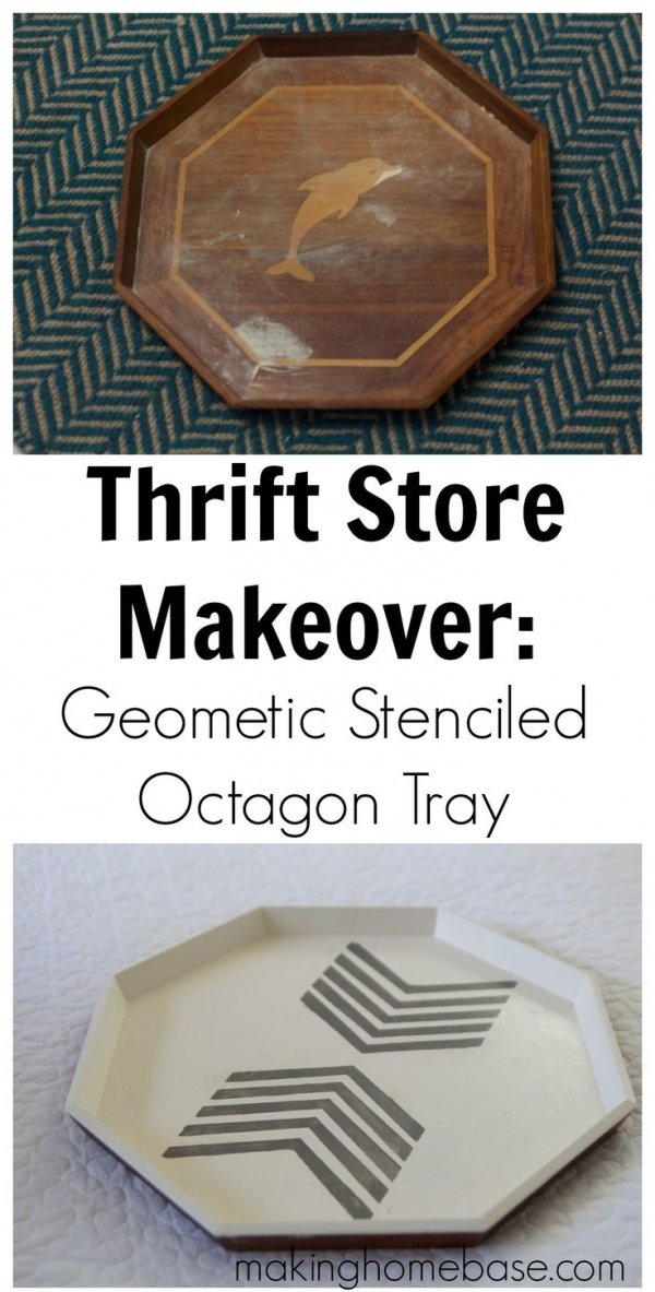 Geometric Stenciled Octagon Tray