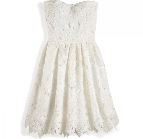 MARSHALLS Strapless White Floral Lace Dress