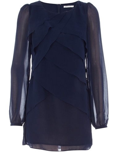 Dorothy Perkins Navy Diagonal Pleat Dress