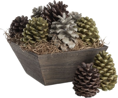 Pinecone Firestarters in Wood Basket