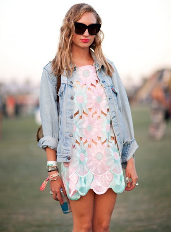 Cutout Dress and Denim Jacket