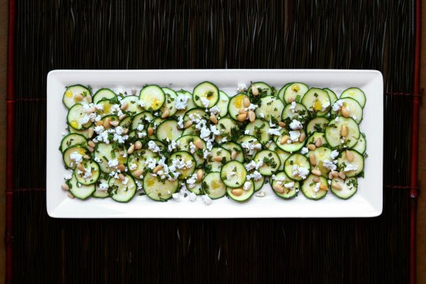 Zucchini Carpaccio with Feta and Pine Nuts