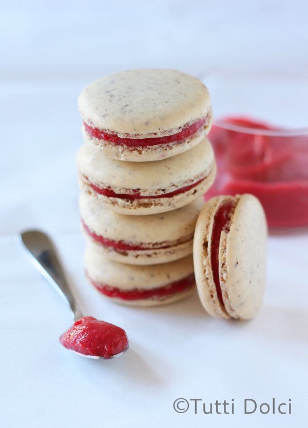 Vanilla Bean Macarons with Raspberry Curd