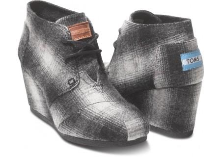 Tom’s Plaid Wool Women’s Desert Wedges