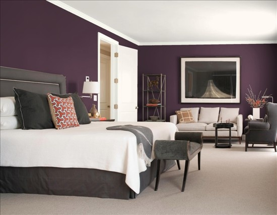 purple and grey bedding