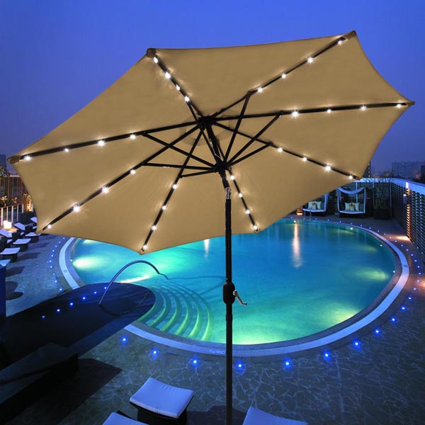 Solar Panel Patio Umbrella