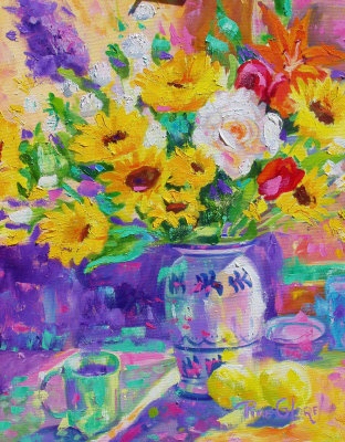 Sunflowers in Vase by Pixie Glore