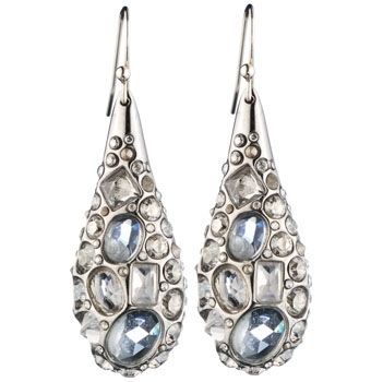 Alexis Bittar Druzy Droplet Rhodium Small Zaire Teardrop Earring