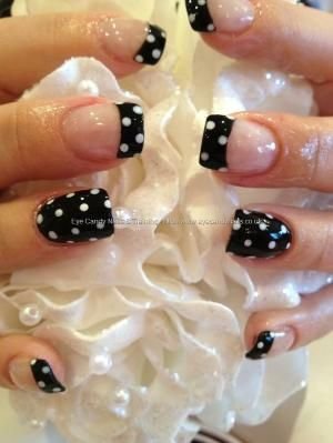 Black Polish with White Polka Dot