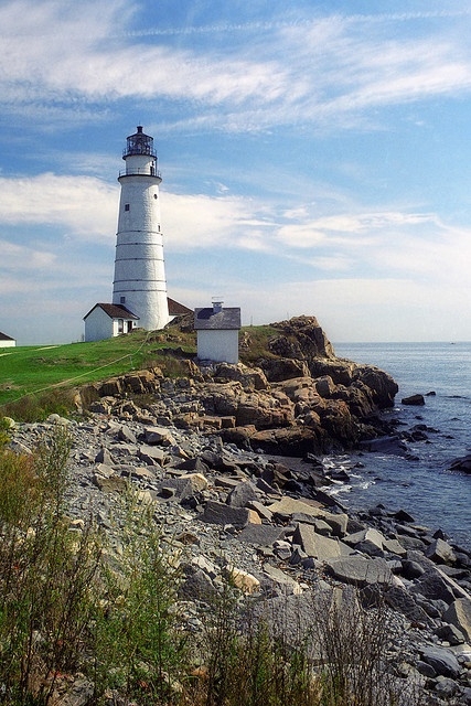 Look across the Ocean at Little Brewster Island, Boston Harbor