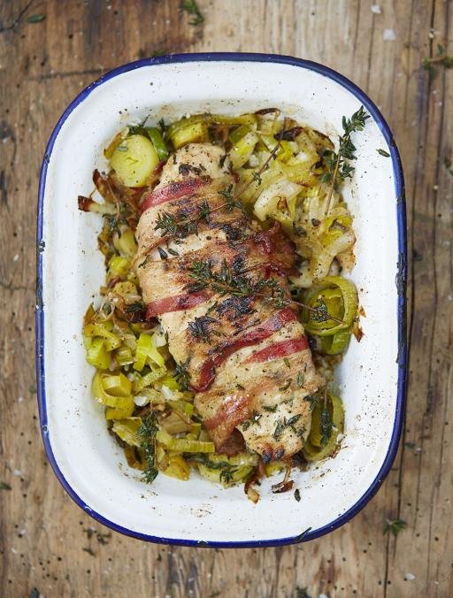 Roasted Chicken Breast with Pancetta, Leeks & Thyme