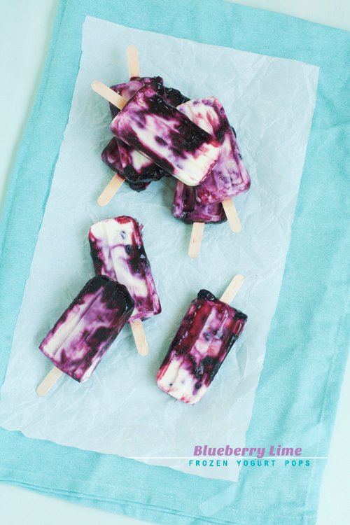 Blueberry Lime Frozen Yogurt Pops