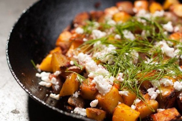 Harissa Potatoes with Preserved Lemon, Feta and Fresh Dill