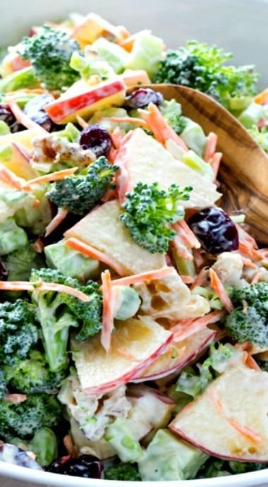Broccoli & Apple Salad with Walnuts and a Creamy Lemon Dressing