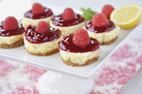 Lemon Raspberry Mini Cheesecakes