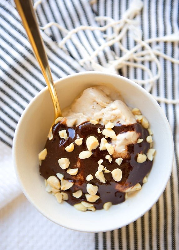 Ice Cream with Chocolate Caramel Sauce