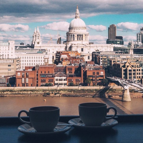 St. Paul's Cathedral, Millenium Bridge, landmark, city, reflection,