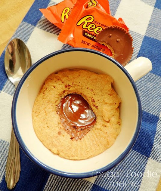 Reese's-Stuffed Peanut Butter Mug Cake