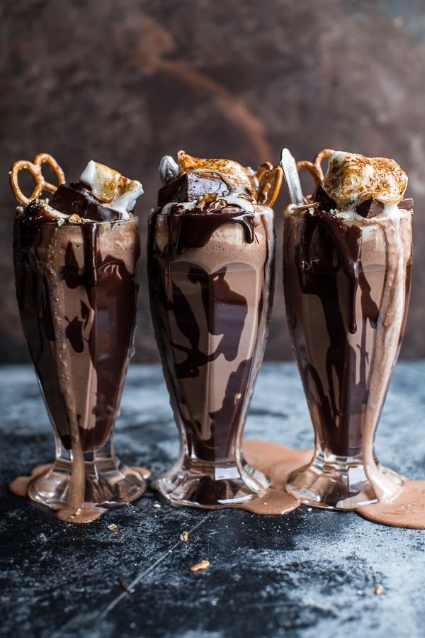 Salted Pretzel Nutella Fudge Milkshake