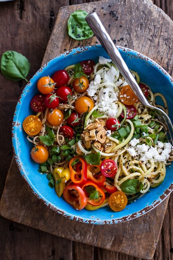 Farmer's Market Sesame Miso Noodle Bowls with Garlic Chips