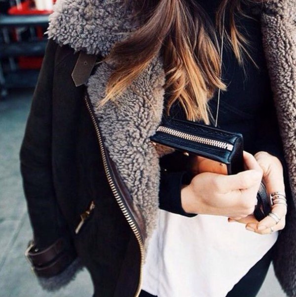 clothing, hair, hairstyle, leather, scarf,