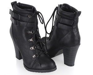 Forever21 Leatherette Heel Work Boots