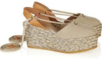 Chloe Leather and Canvas Platform Espadrilles