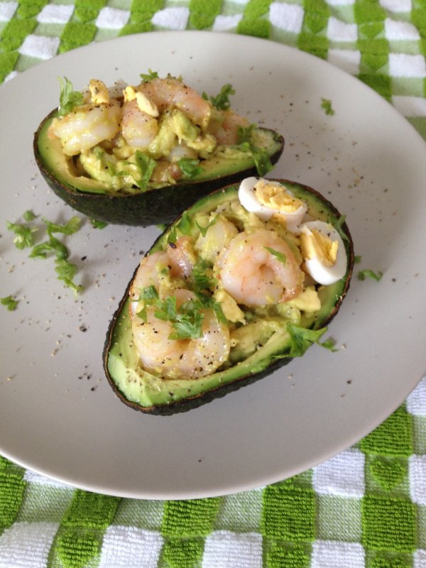 Stuffed Avocado with Garlic Shrimp