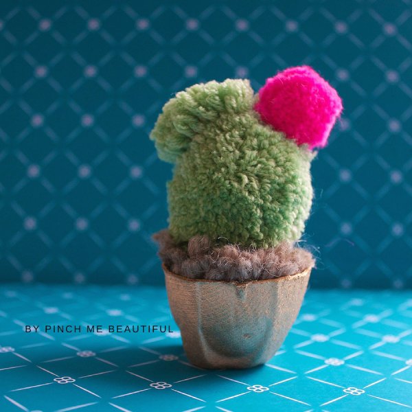 Plant Cactus Made of Pompom