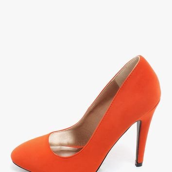 Orange round Toe Pumps