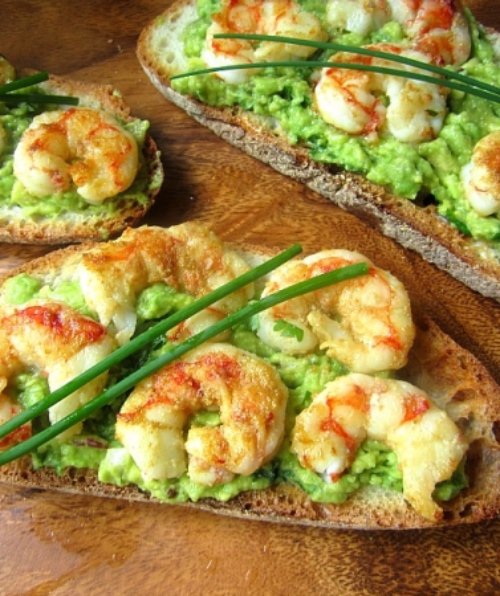 Tartines with Grilled Shrimp & Avocado