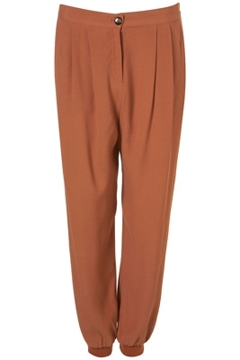 Topshop Apricot Crepe Jersey Cuff Tapered Trousers