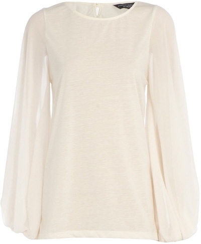 Dorothy Perkins Cream Sheer Sleeve Top