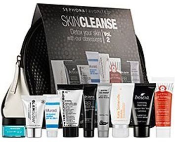 SEPHORA FAVORITES Skin Cleanse Vol 2 Cleansers Moisturizers: 9-Piece Gift Set W/ Cosmetic Bag