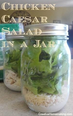 Homemade Chicken Caesar Salad in a Jar