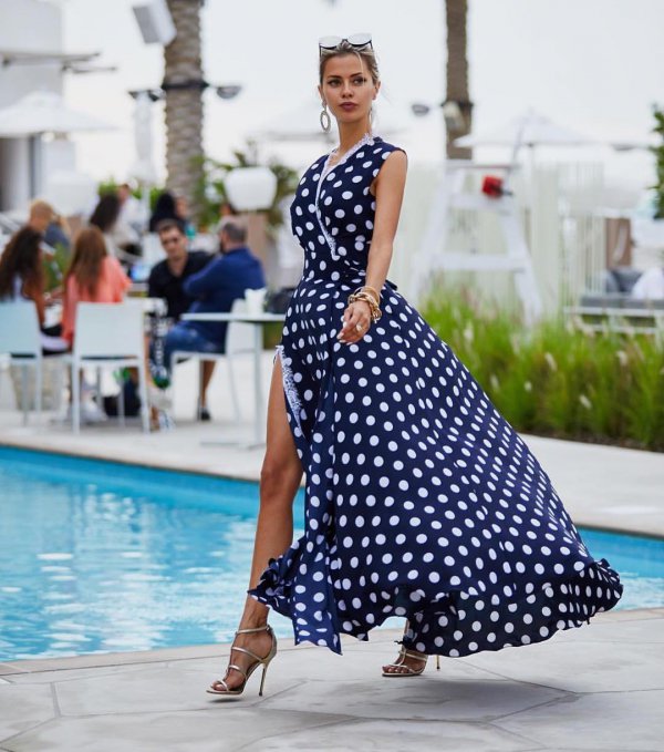 fashion model, polka dot, fashion, dress, shoulder,